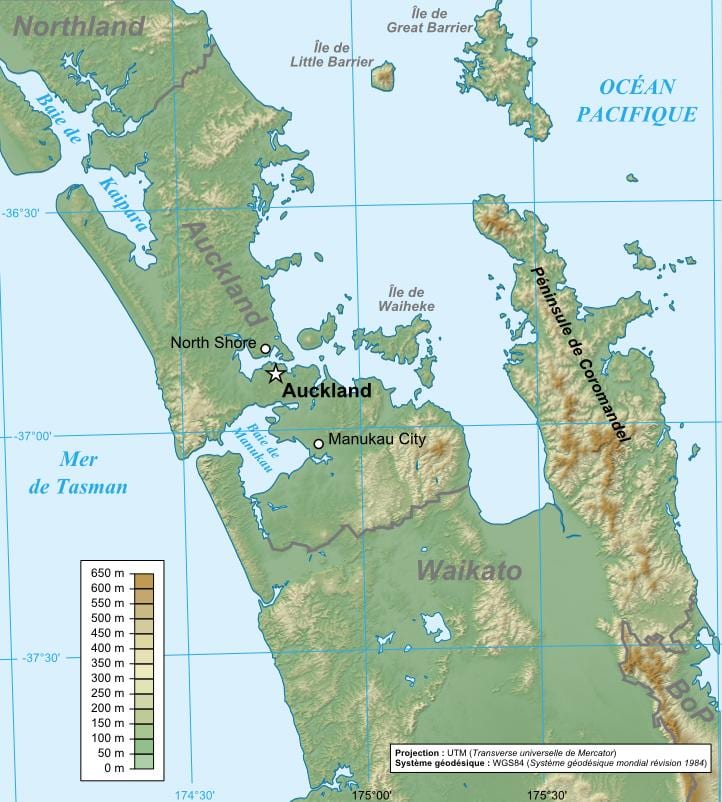 ஆக்லாந்து புவியியல் வரைபடம்
