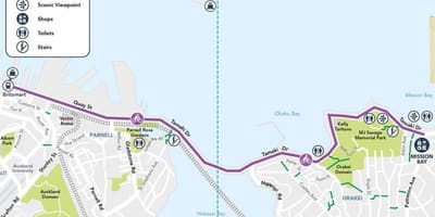 இளஞ்சிவப்பு cycleway ஆக்லாந்து வரைபடம்