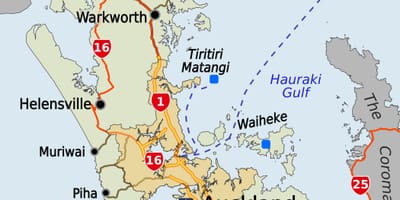 வரைபடம் ஆக்லாந்து பகுதியில்